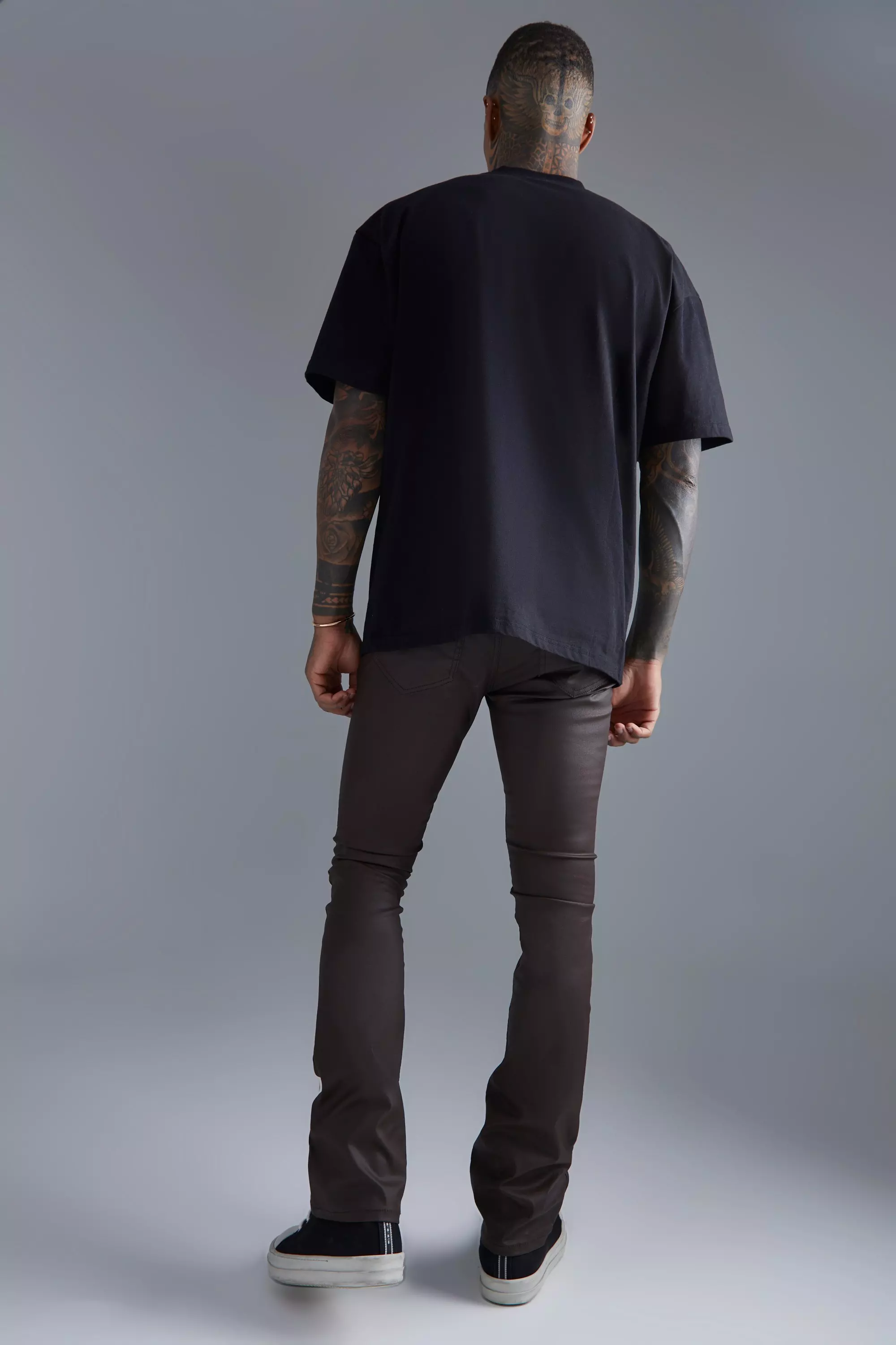 Mens black coated skinny jeans store